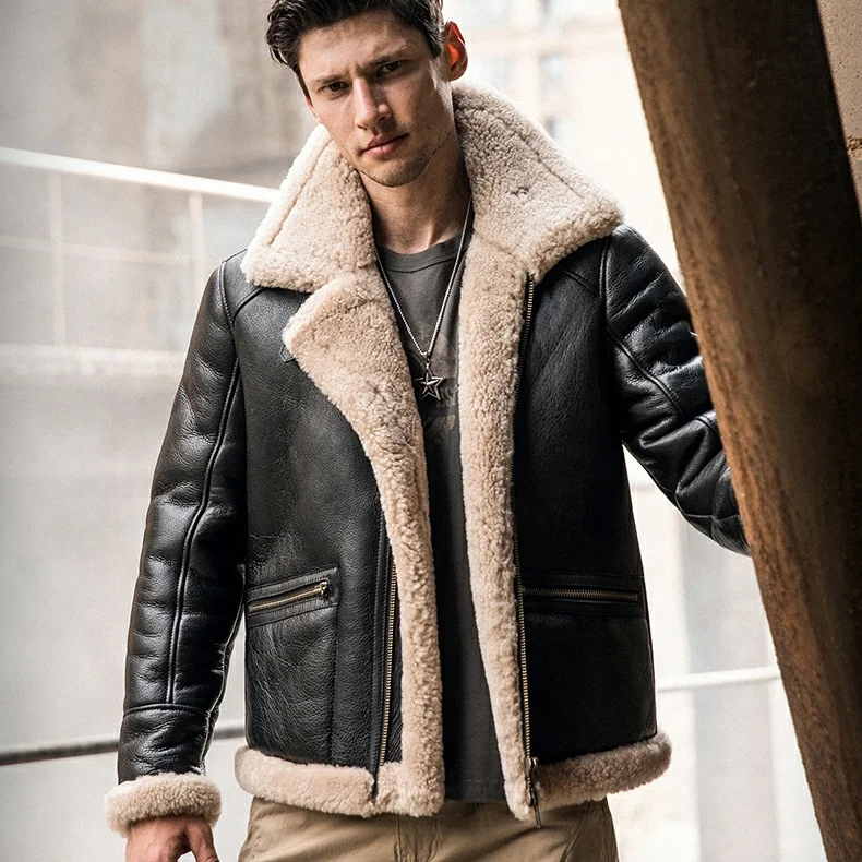 Хорошее качество кожаное пальто на заказ теплые меховые кожаные мужские зимние куртки