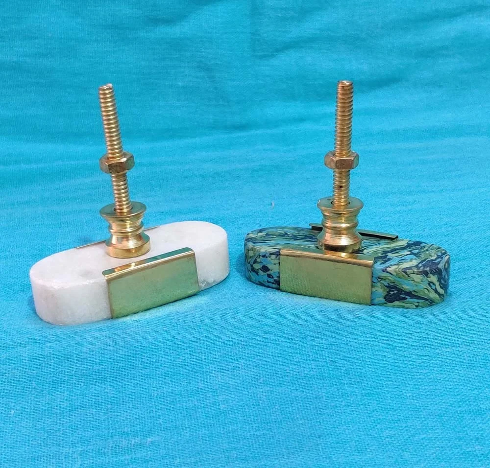 Wholesale New Australian Standard Luxury Stone Drawer Knobs  Brass Finished Cabinet Pulls in Customized Size Furniture Handles