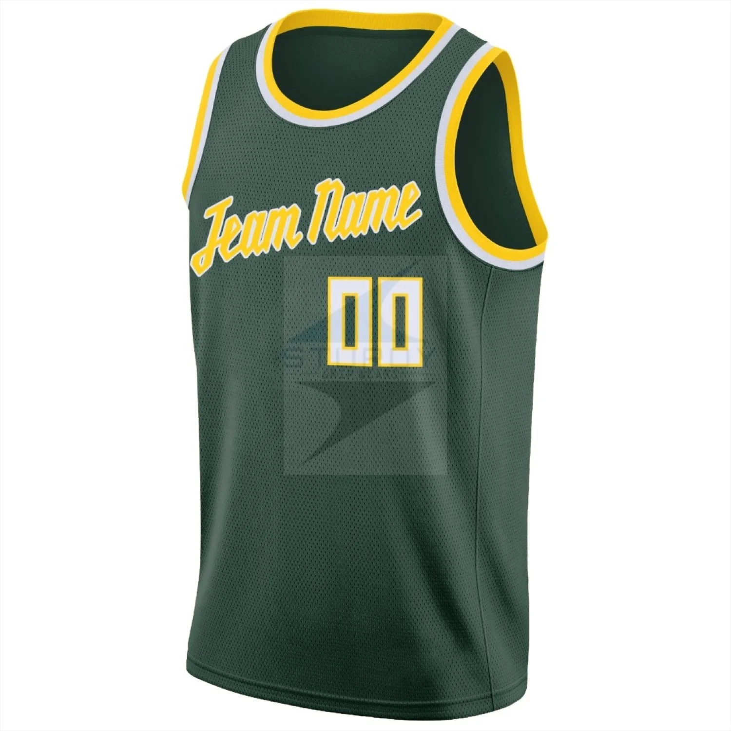 Basketball Jersey 100% Polyester Color Design T Shirt Wholesale Hunter Green White-Gold Basketball Jersey