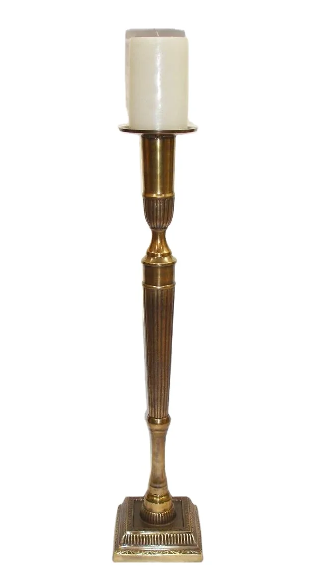 Aluminum Brass Antique Embossed Candle Pillar Holder Royal Luxuries Classic Design Indian Hand Crafted Long Floor Candle Holder