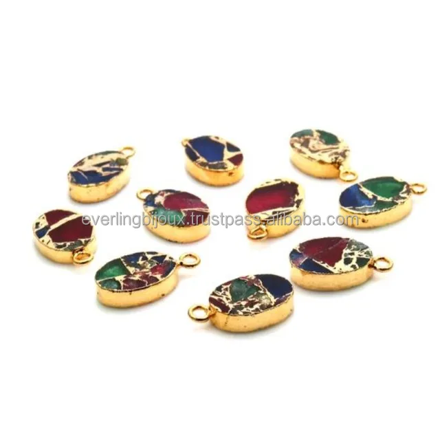 High Quality Multi-Color Mojave Turquoise Sapphire Copper Jewelry Making Gemstone Pendant Connector Fashion Pendants Charms