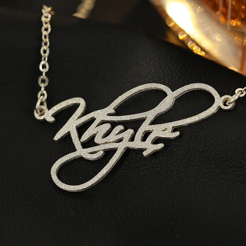 Ожерелье из серебра 925 пробы с бриллиантовой пудрой и надписью