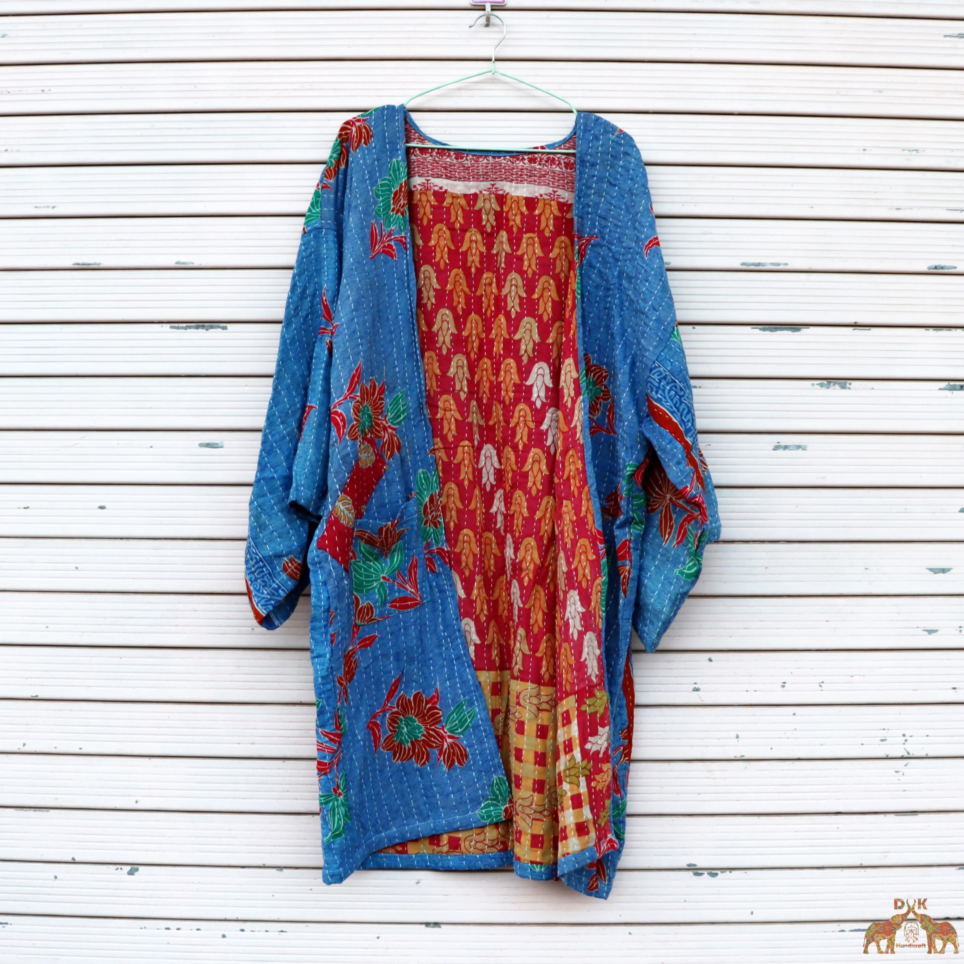 Kimono women floral vintage kantha jacket vintage hippie dress for women fashion clothing old recycle vintage cardigan