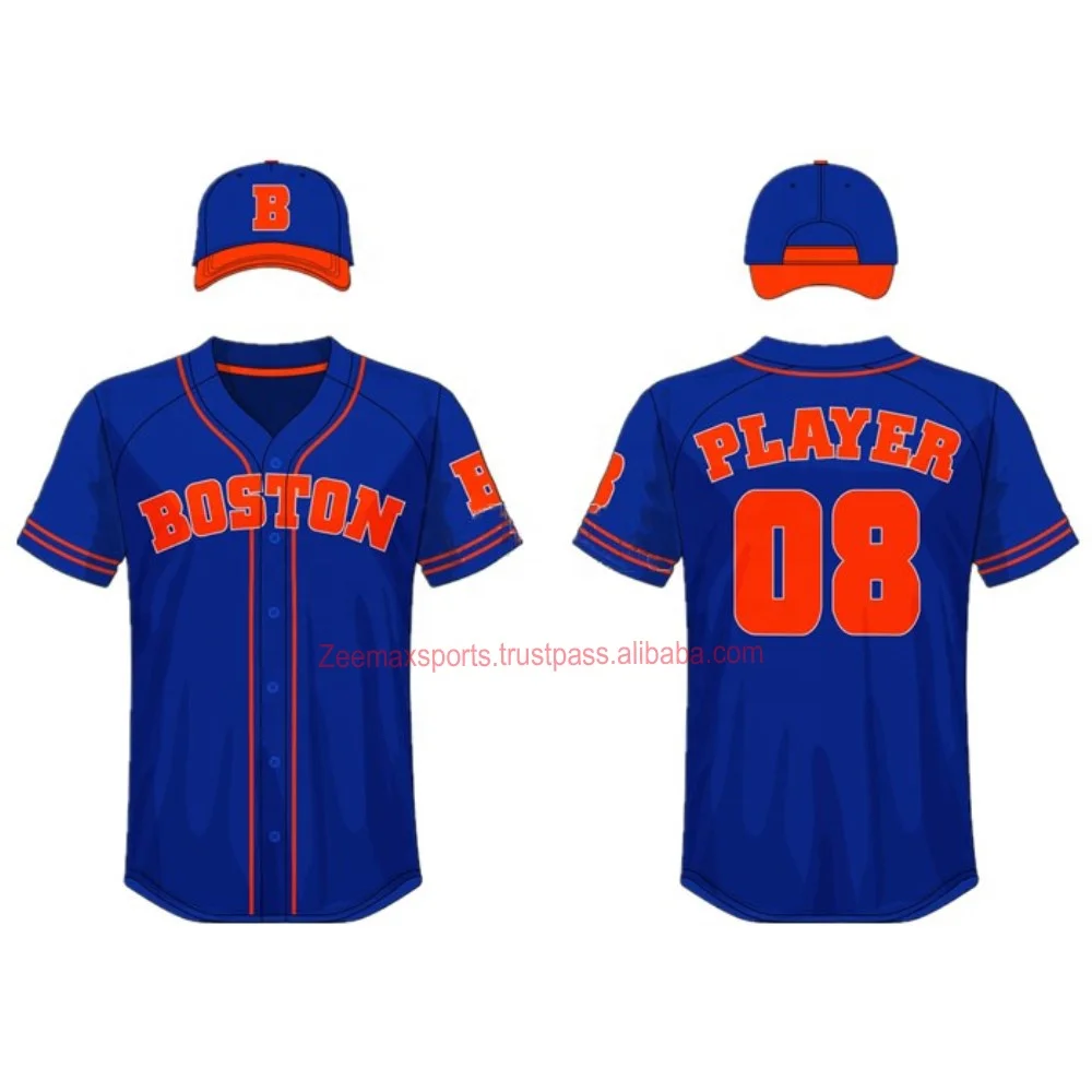 Men / Women Custom Embroidered + Sublimation Baseball Jersey With Hat