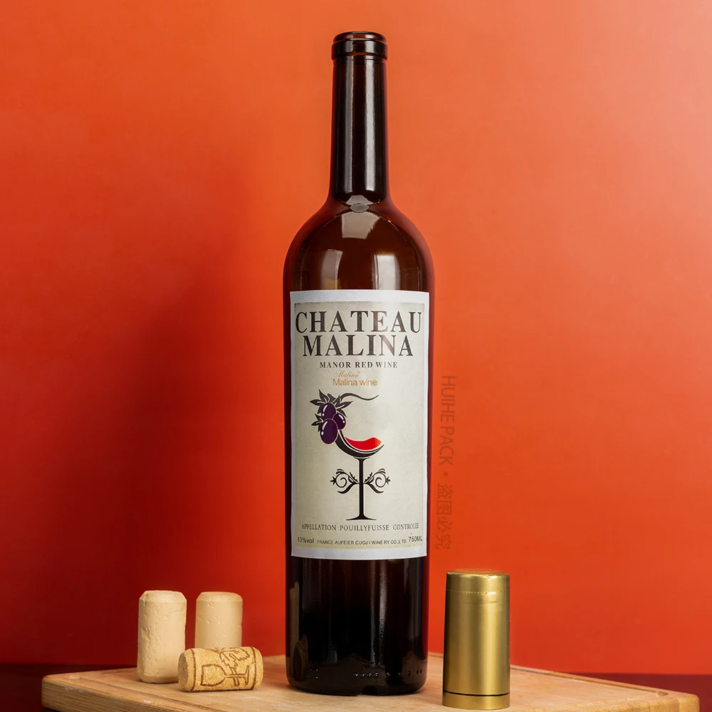 China Manufacturer 75 cl Slim Round Bordolese OLIVE ANTIK GREEN Round Empty Fint Glass Red Wine Bottles