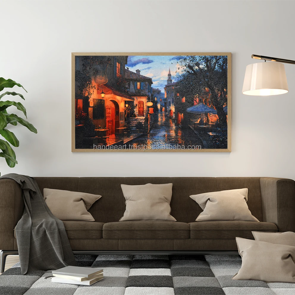 New Arrivals Wall Art Painting Lushpin Evening Street European Playg on Canvas Oil Painting Best Selling Home Decor Canvas Print