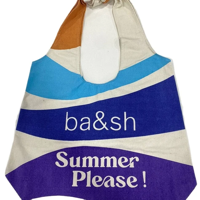Traditional Cotton Printed Heat Transfer Shopper Bag Hand Knotted Handles Customized Style Color Dual Strap Design Manufacturer