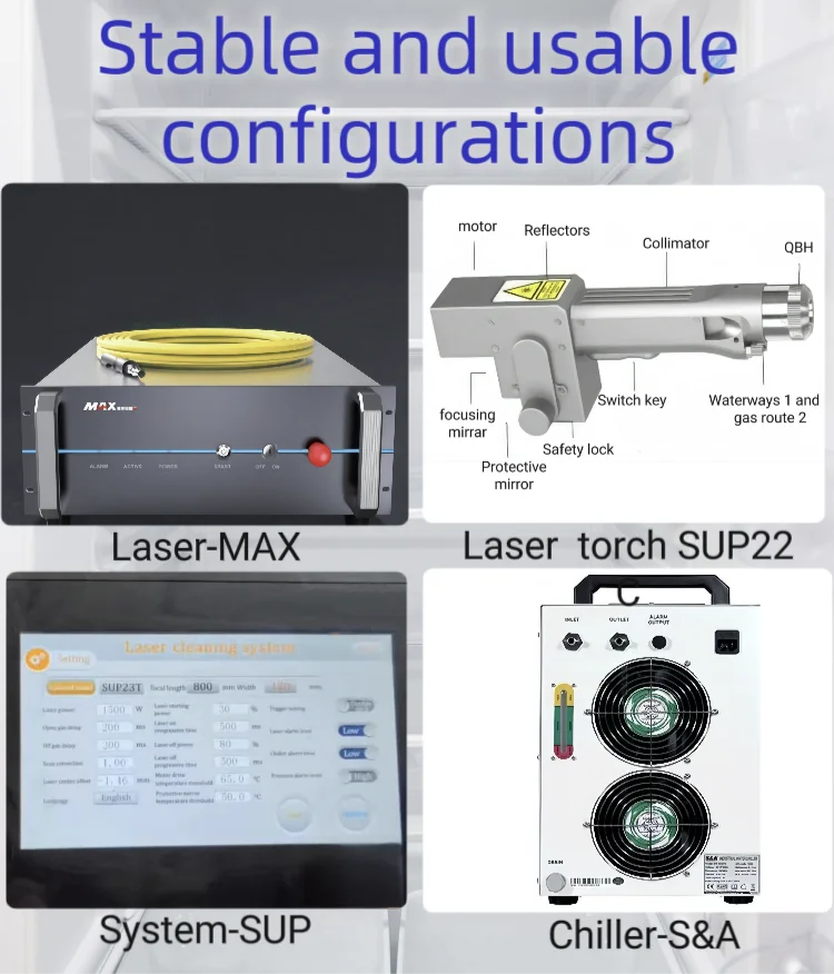 3000W Continuous Handheld Laser Cleaner  Cleaning Equipments Metal Paint Rust Removal Laser Cleaning Machine