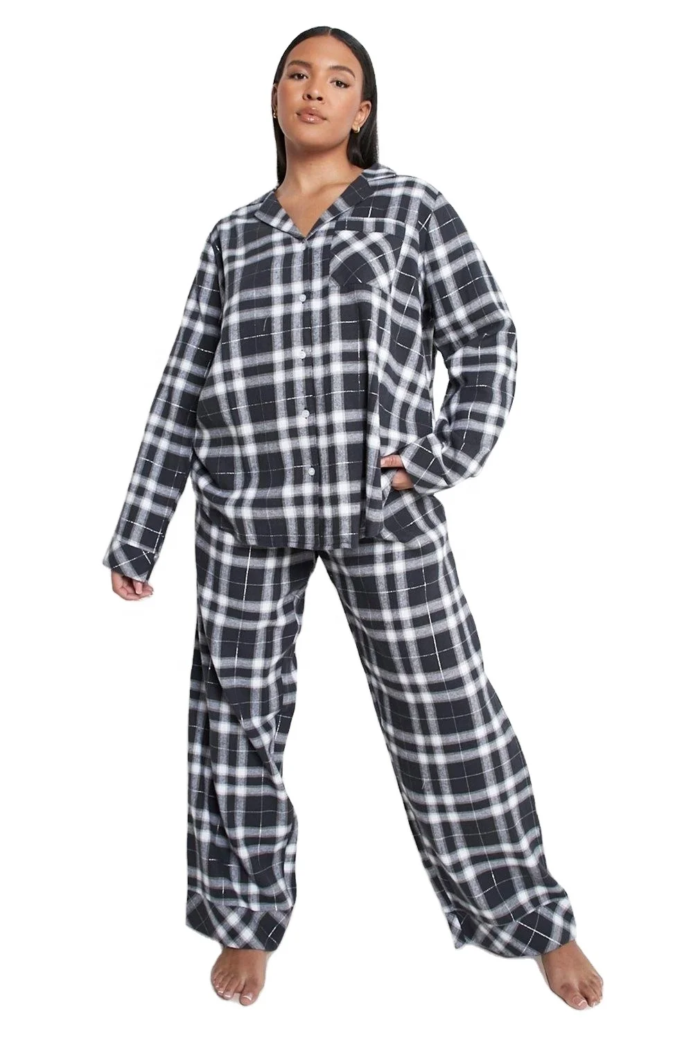 Wholesale Ladies Casual Home Wear Long Knitted Sleepwear with Solid Color Print Blue and Green Lounge Nightgowns for Women