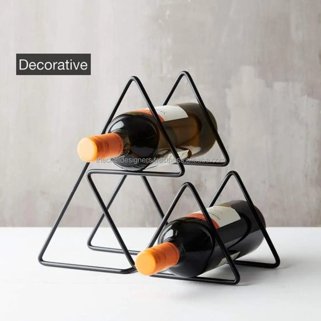 Hot Selling Customized 3-Bottle Display Rack Indian Handcraft Iron Wire Wine Rack Elegant Champagne Stand Home Party Showcase