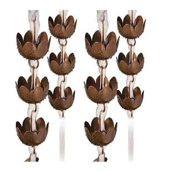 Медная дождевая цепочка цветочный дизайн чашка для украшения сада и желоба