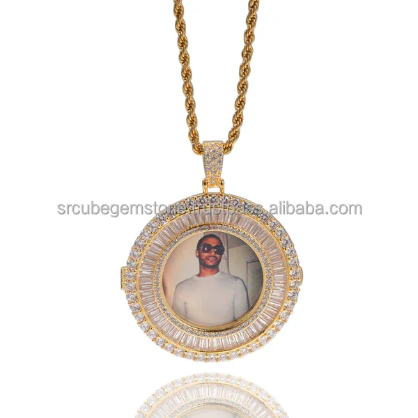 New Design Cuban Link Custom Photo Memory Medallions Solid Pendant Necklace Personalized Iced Out  Hip Hop Jewelry