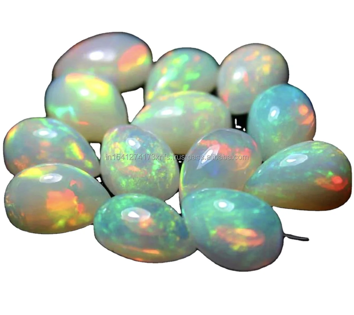 Wholesale 4x6mm AAAA Grade Natural Welo Opal Biggest Cabochon Size Ethiopian Opal with Multi Fire Play Jewelry Making Pear Shape