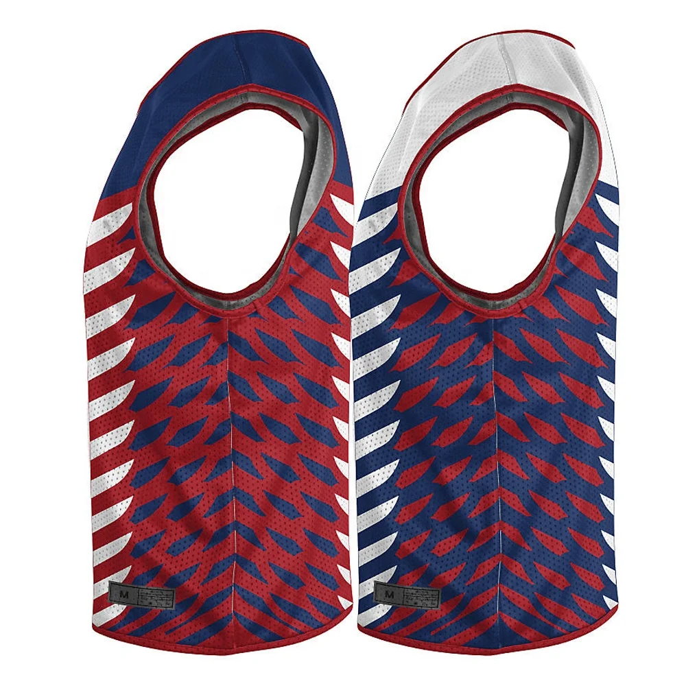 Custom Sublimated Lacrosse Uniforms Lacrosse Jersey / High Quality Made Lacrosse Sleeveless Jersey Reversible Pinnie