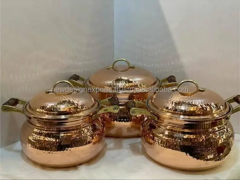 casserole pots with lid, Hammered