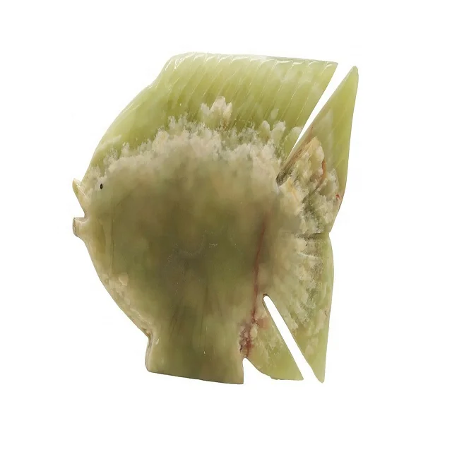 High Quality Green Onyx Fish Figurine Marble Stone Sculpture Carving Home Decoration and Gift Available in Wholesale Price
