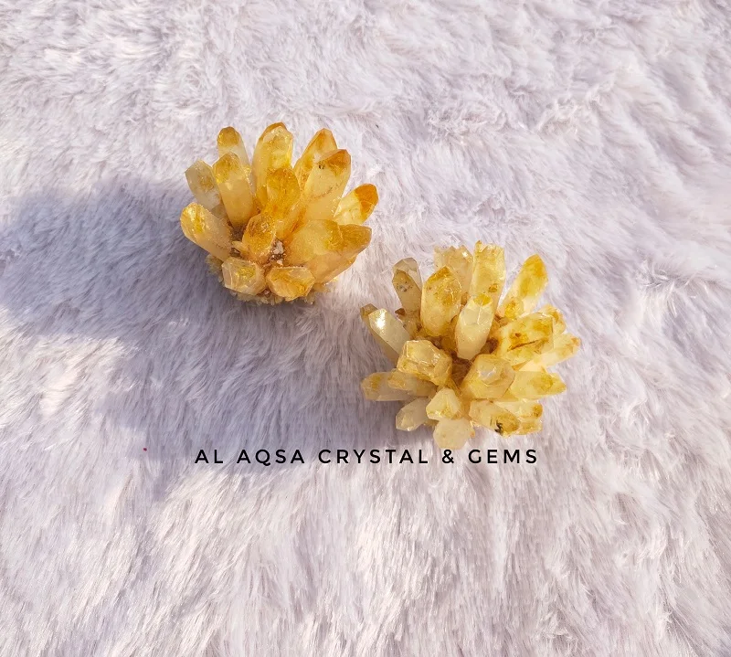 Beautiful natural citrine point clusters from depth of the sea for healing therapy or home/table/office decoration