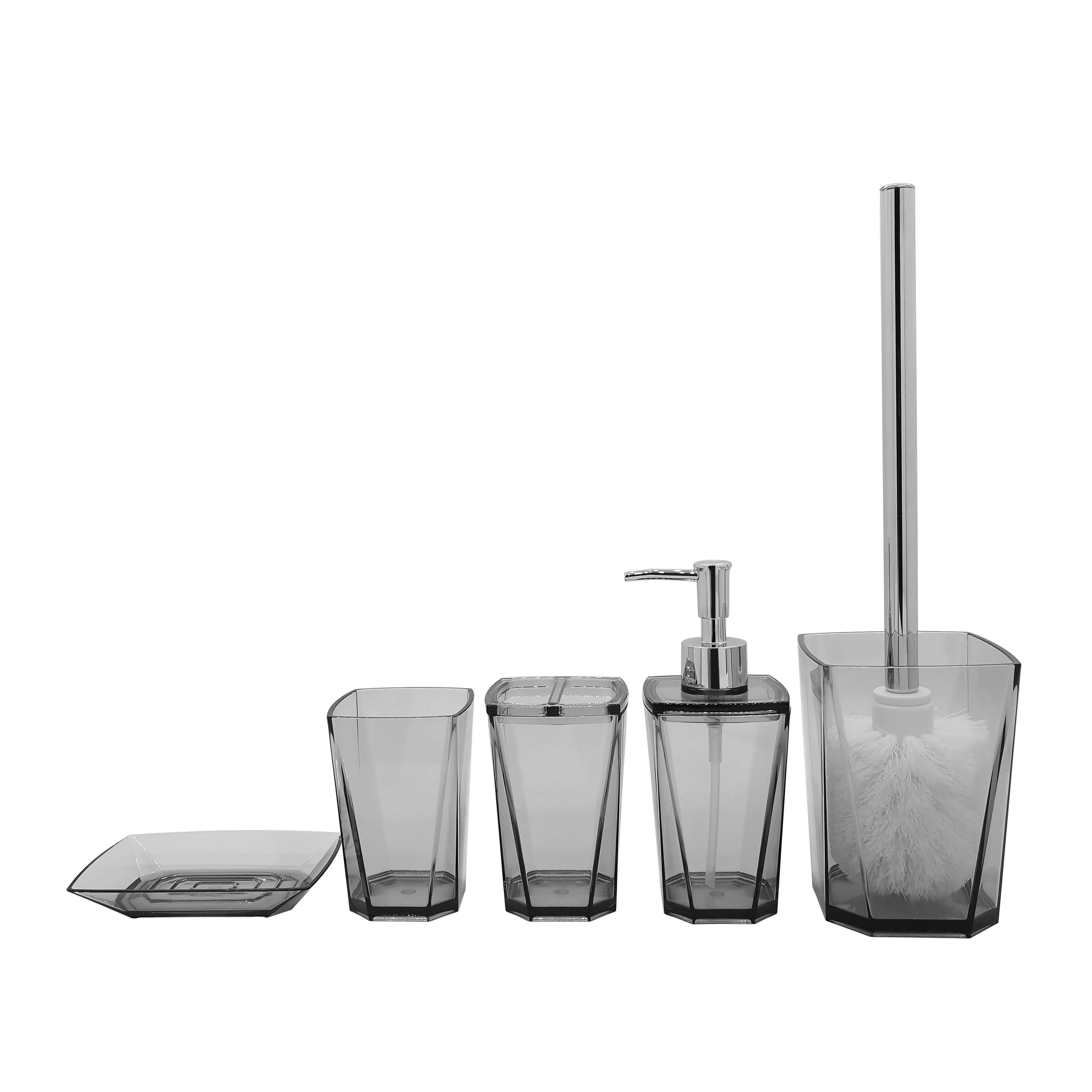 Acrylic clear 6 pcs bathroom accessory set