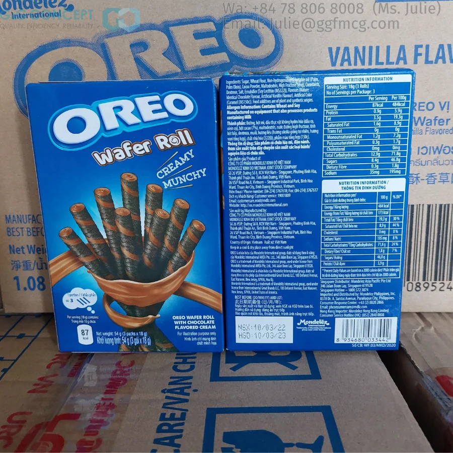 Оптовая продажа рулон вафли для ванили Oreo 54gr от вьетнамского поставщика Vanilla по лучшей цене