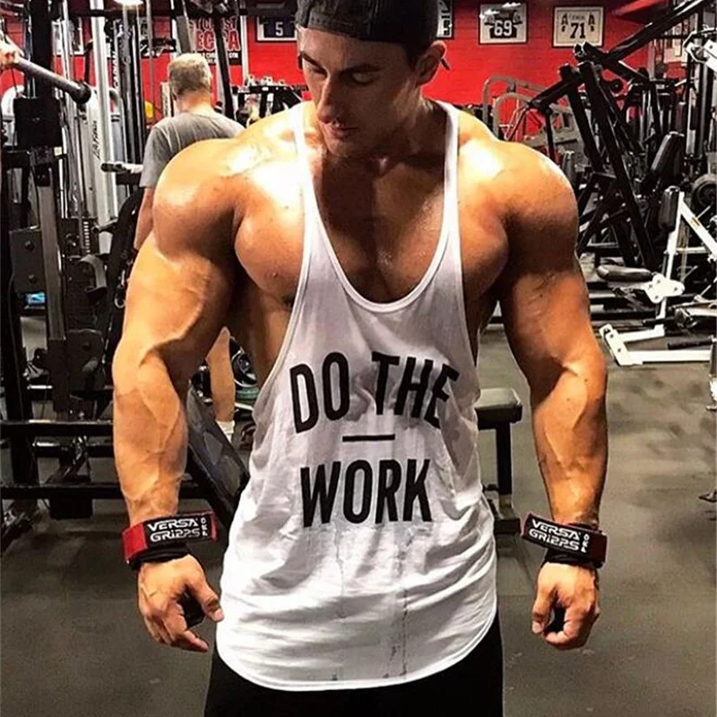 Gym Workout Sleeveless Shirt Stringer Tank Top Men BodyBuilding Clothing Fitness Mens Sportswear Vests Muscle Singlets Casual