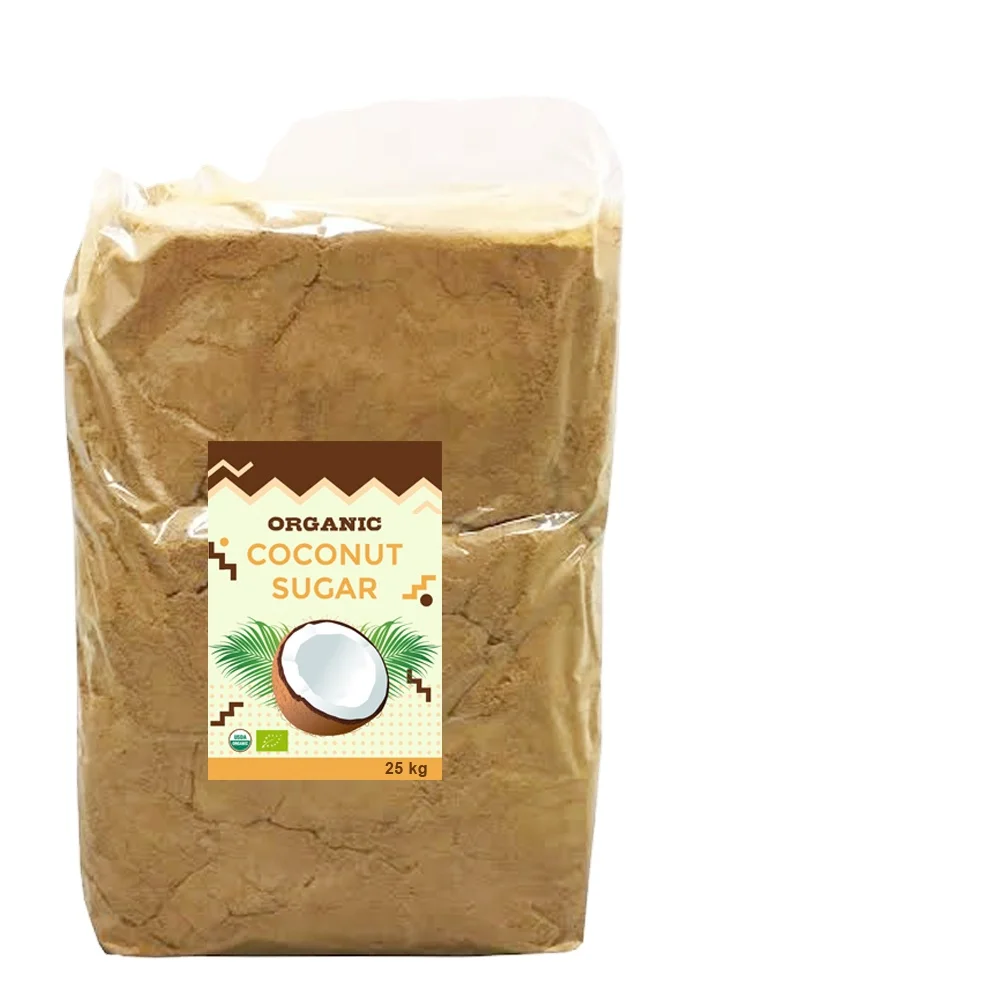 Organic Coconut Palm Sugar 25kg Bulk Dark Brown Granules with Low Glycemic Content for Bubble Tea Ingredients