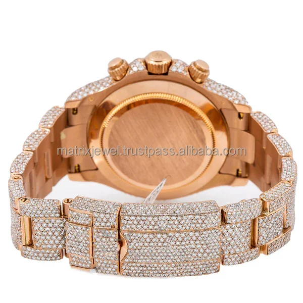 Premium Quality 41mm Antique Iced Out Luxury Automatic Movement Stainless Steel Iced Out Hip Hop VVS Clarity Moissanite Watches