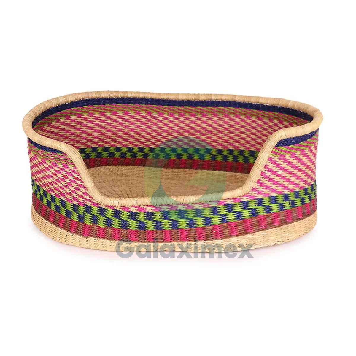 Woven Seagrass Dog Bed w/ Cream Polyester Cushion by Galaxy Handicraft manufacturer