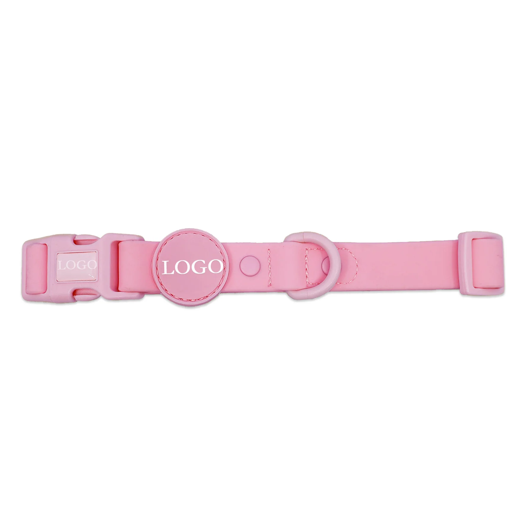 2023 Customized Rainbow Color And Logo Pvc Coated Dog Collar And Leash Set Luxury