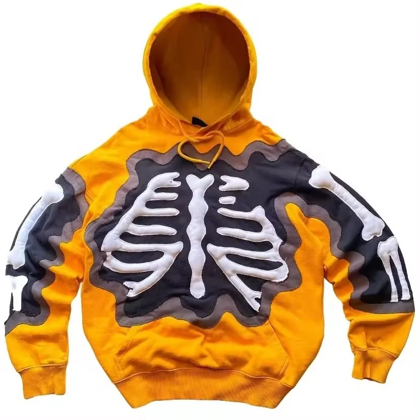 2024 New Style Skeleton Hoodie For Men High Quality Fashion Pullover Hoodies Men Wholesale Streetwear Skeleton Hoodies Unisex