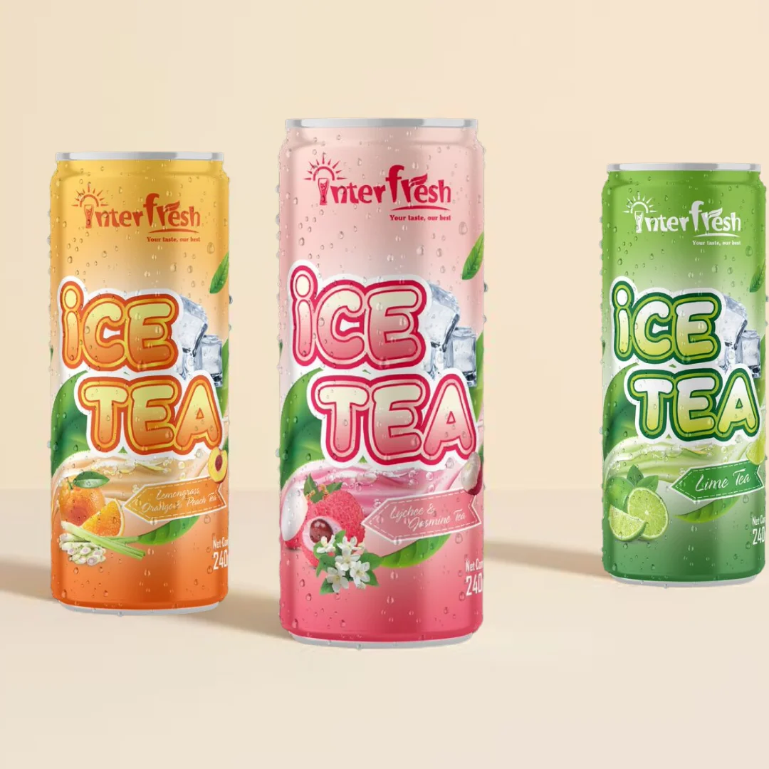 Interfresh Factory Direct Sales Lemon Ice Tea Drink Refreshing Fruit Drinks 320ml Can Mango Tea Drink OEM HALAL Mulberry Juice