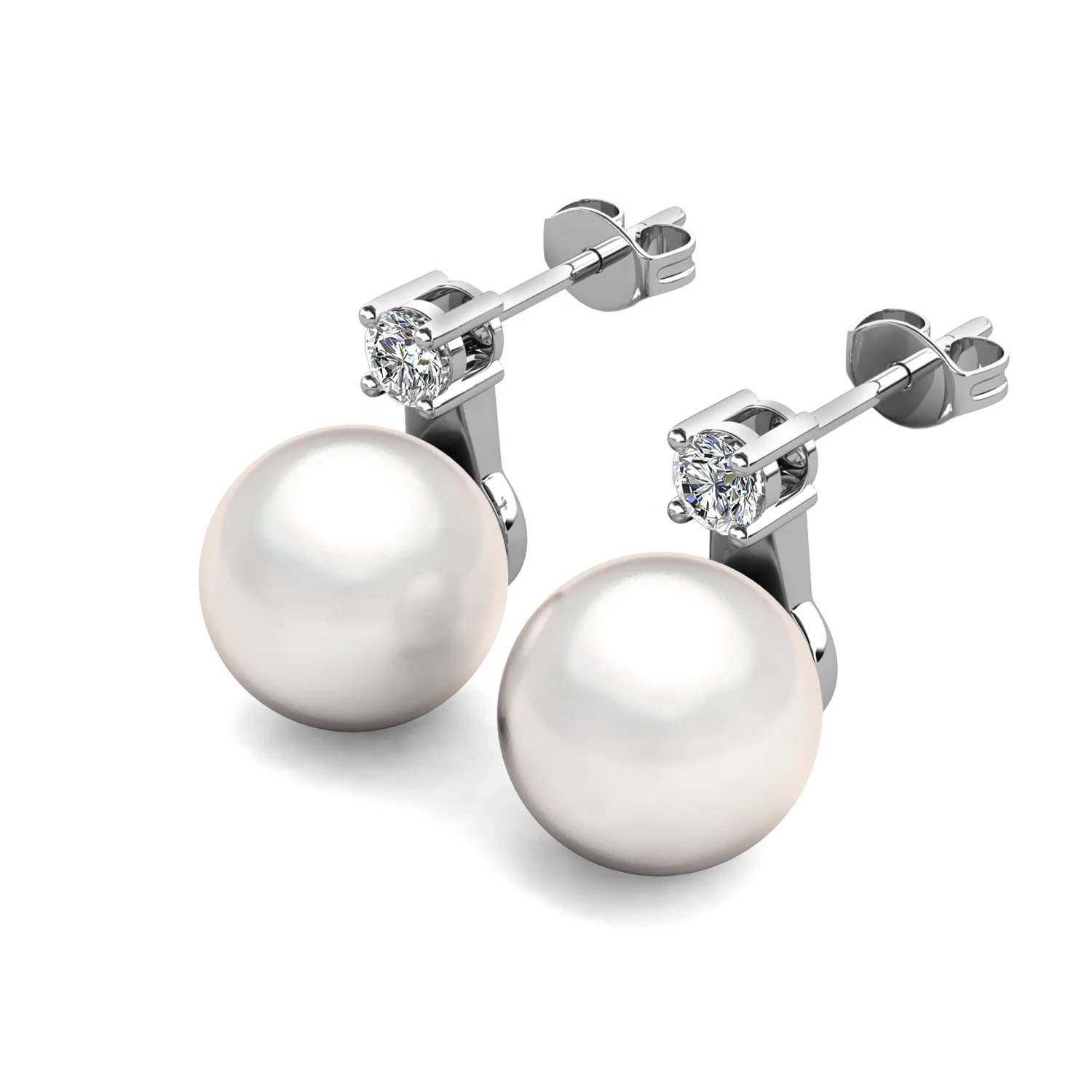 New Minimalist Jewelry Hypoallergenic 925 Sterling Silver Moissanite & Crystal Pearl Stud Earrings For Women Destiny Jewellery