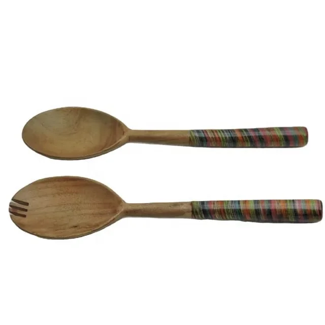 Wholesale Unique Style Silver Salad Server Set With Wood And Pink Epoxy Resin Handle Pasta Monsters And Salad Servers