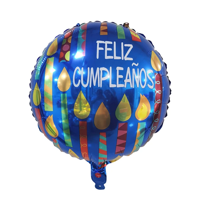 Hot Sale Party Decoration Spanish Letter Happy Birthday Round Shape Foil Balloons Supplier Kids Children Toys