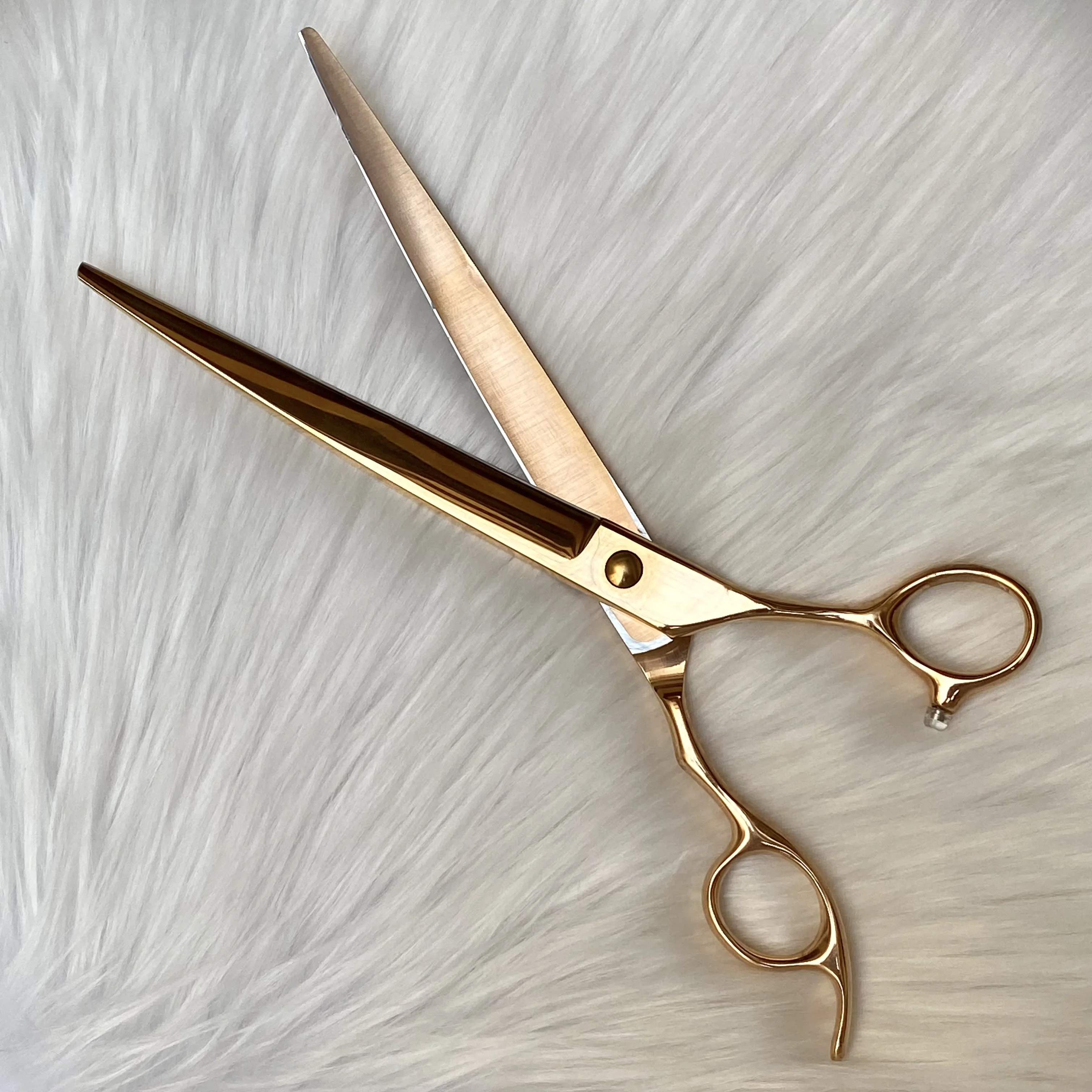 Top Selling 8 Inch Right Hand Rose Blond Offset Pet Hair Cutting Curved Scissors Dog supplies