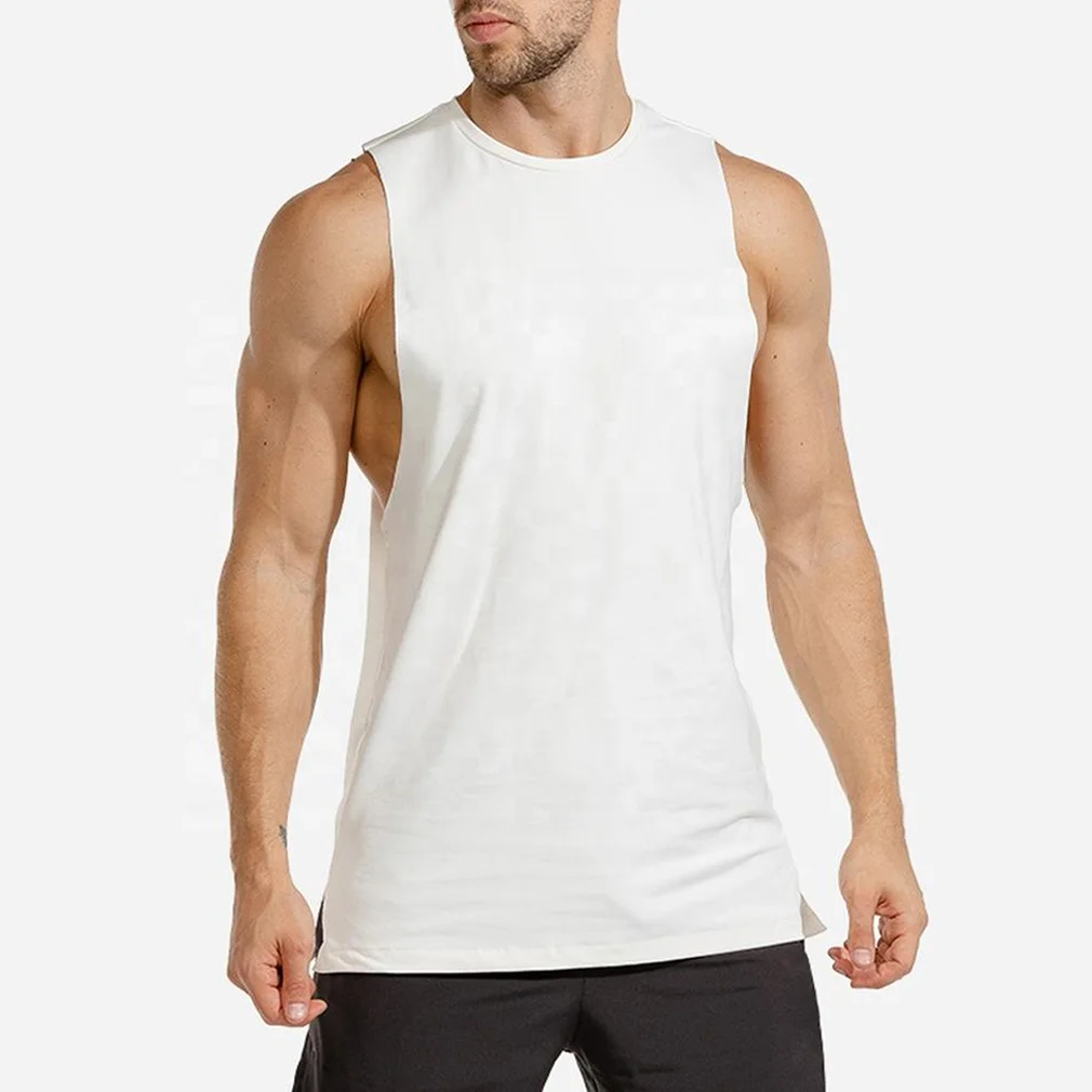 Men High Quality Mesh Panel Tank Top Side Slits Muscle Fitted Tank Top