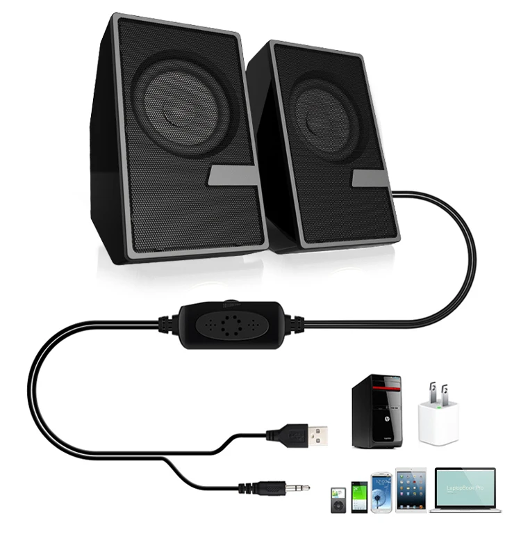 Wholesale Mini 2.0 PC AUX Desktop Professional Home Audio Hifi Sound Speaker for PC Computer With Microphone