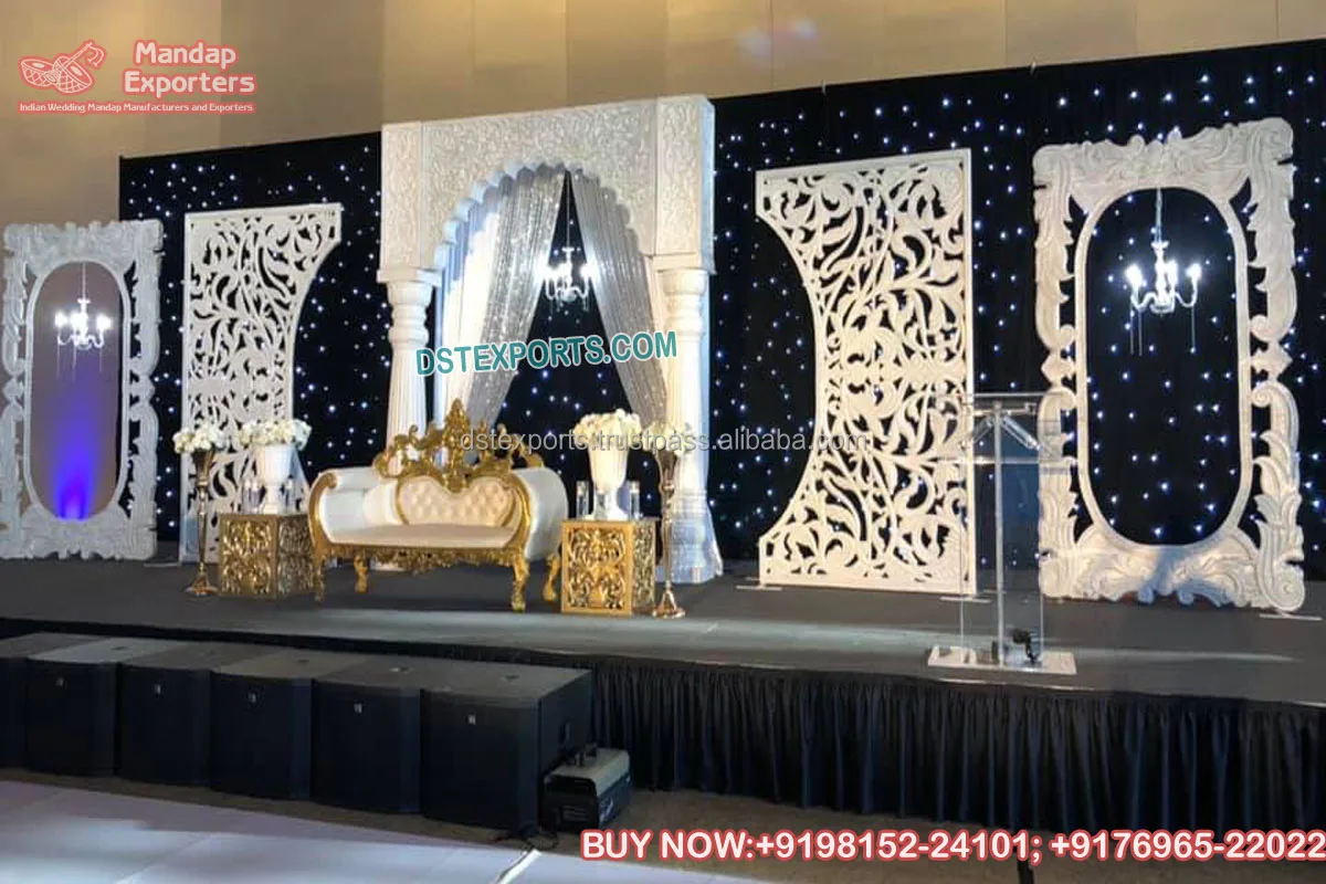 Rajwadi Style Wedding Stage Frames Decoration Traditional Royal Look Wedding Stage Backdrop Frame Indian Wedding FRP Frames Deco