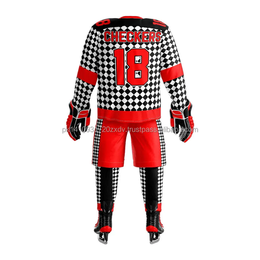2021 Custom Ice Hockey Uniform Sublimation Team Name Logo High Quality Men Long Ice Hockey Uniform  Dry fit hockey jersey