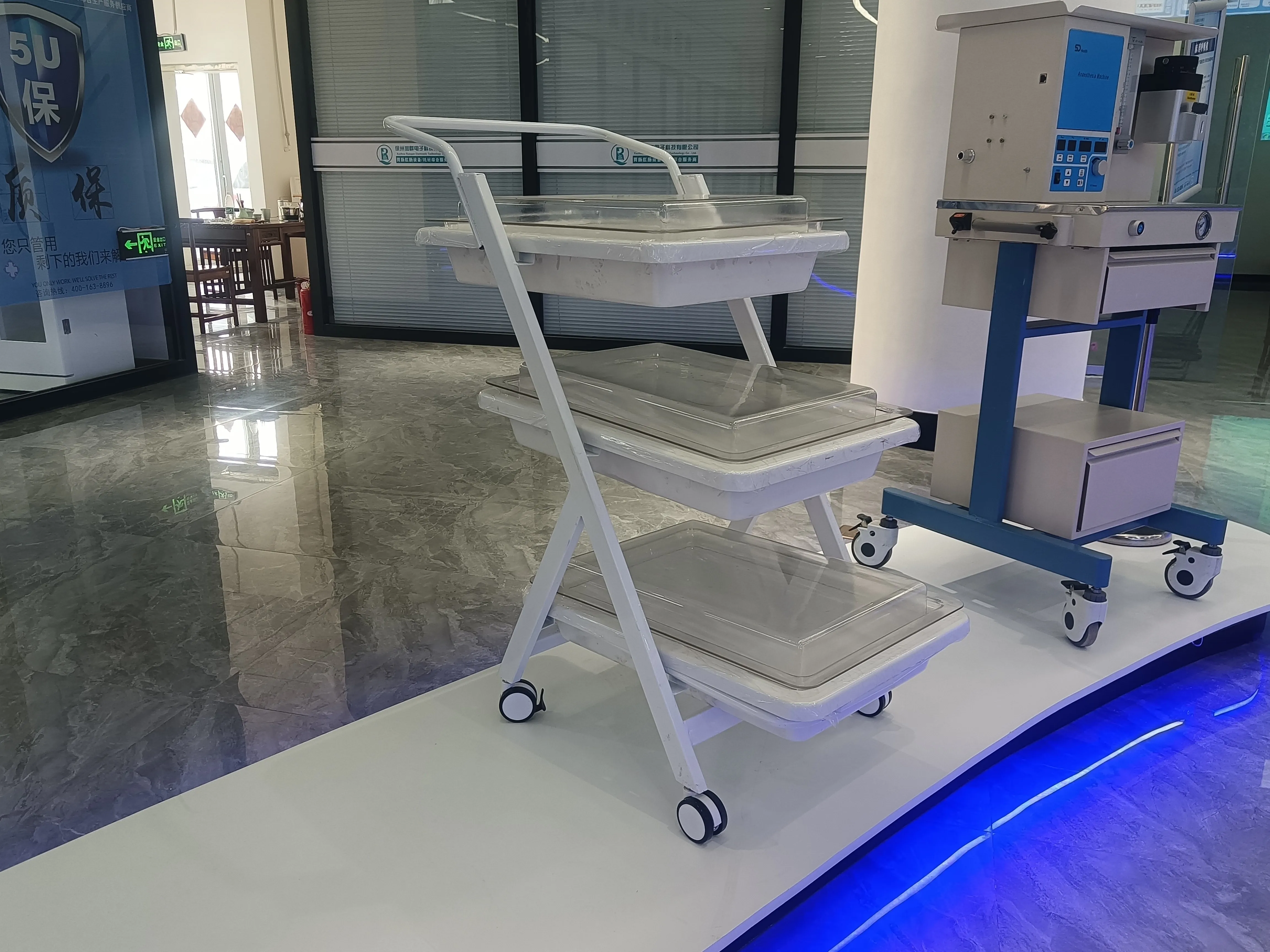 Hospital Medical ABS Instrument Trolley Plastic Patient Nursing Treatment Trolley/Cart with 2 Layers OEM