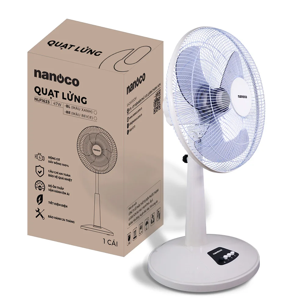 Wholesale Electric Air Cooling Fan NLF1624RC with Remote Control - Household Use by Nanoco Vietnam