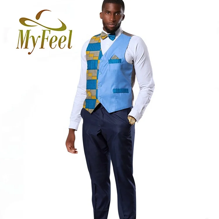 Коллекция 2021 года оптовая продажа модных мужских жилетов с Африканским принтом на заказ хлопковые сшитые костюмные жилеты