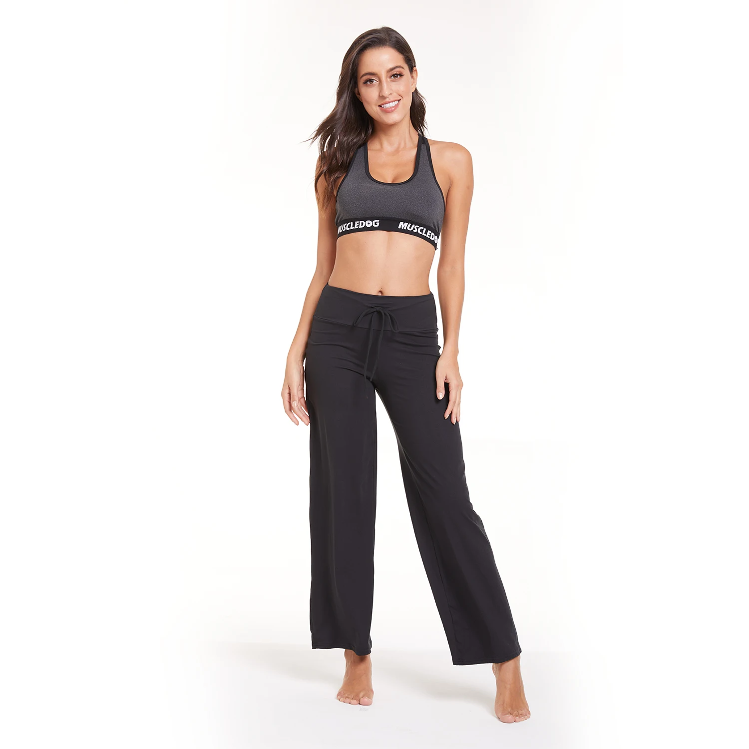 high performance High Waisted Wide Leg Pants Loose Solid Color Casual Spring Autumn Sweatpants Sport Yoga Pants For Women