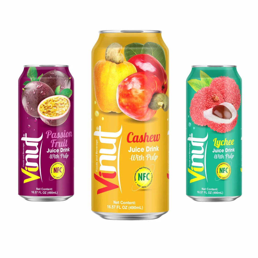 VINUT 490ml Flavored Juice Drink  With Pulp, Sugar-Free, Private Label, OEM/ODM, Free Sample Vietnam