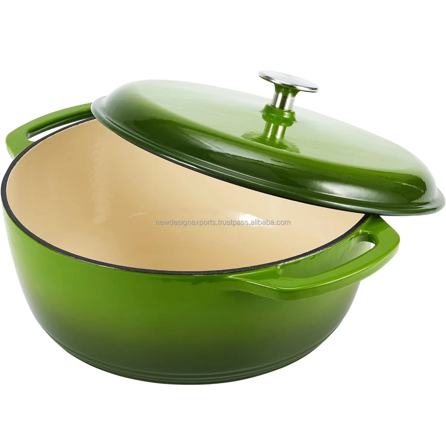 Green Cast Iron Round Dutch casserole with lid