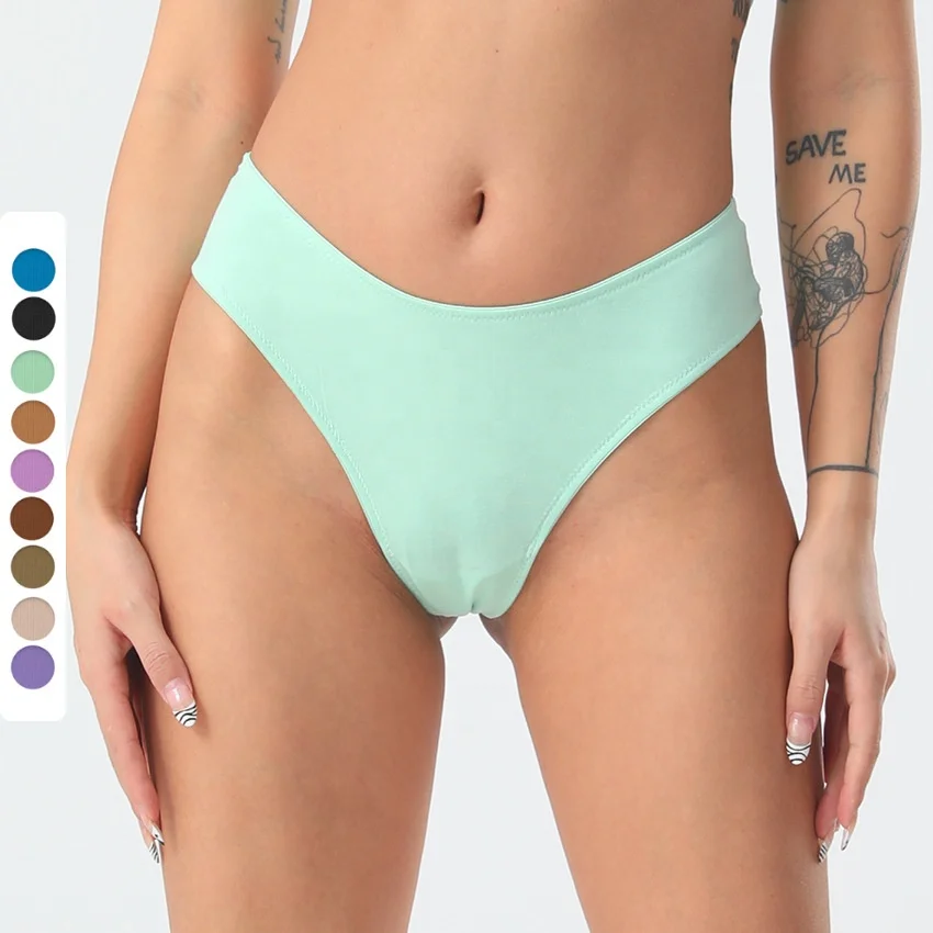 Intiflower P229 Wholesale Teen Girl Thongs Panties High Cut Underwear Lingerie Plain Cotton Thongs