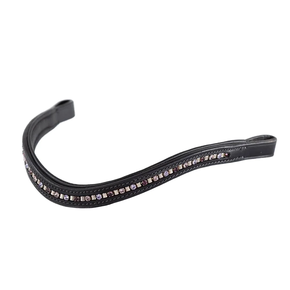Handmade Good Quality Leather Horse Brow band With Padded And 2 Colored Combo Crystals & Studs Work Manufacturer & Supplier