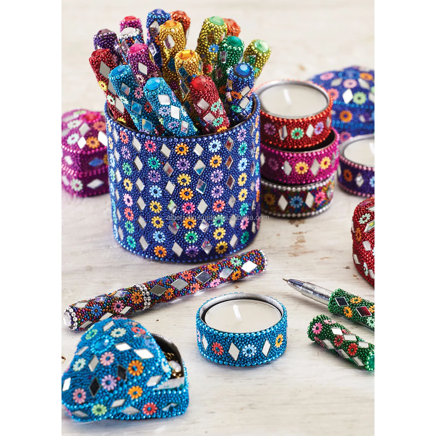 High Quality Souvnier Pen with Beads and Mirror Indian Handmade Pen for Gifts and Souvnier from Indian Manufacturer