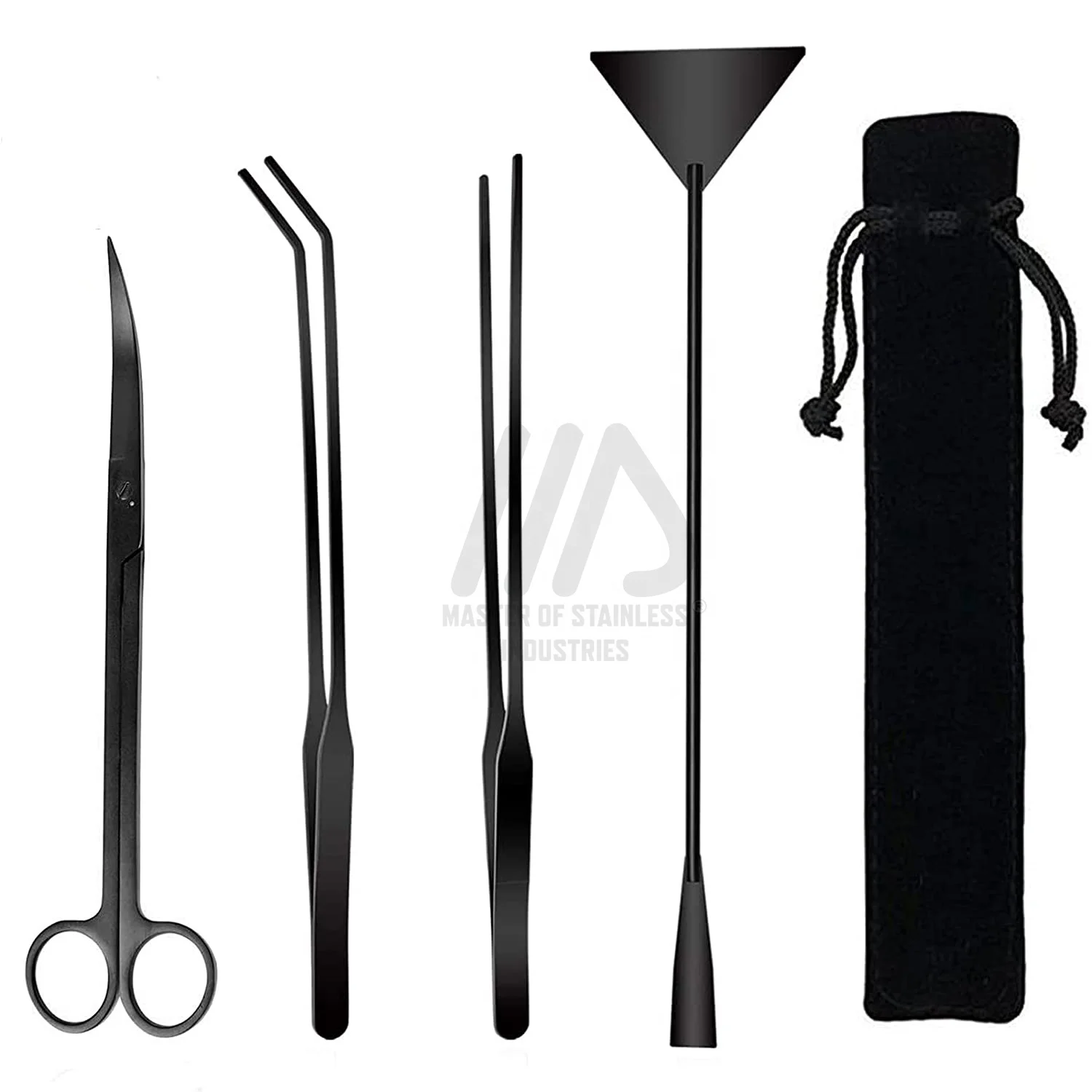 5 Pcs Aquascaping tools kit Aquarium Accessories Aquascaping tools plant scissors curved tweezers forceps scraper kit tools