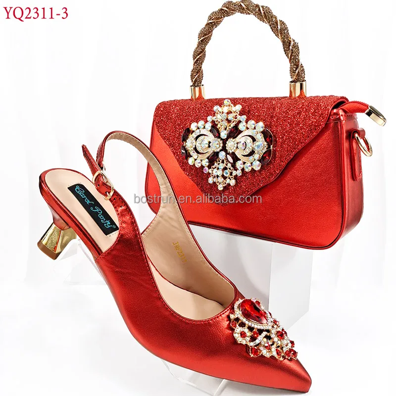 YQ2311 New Silver Color Fashion Italian Shoes With Matching Clutch Bag Hot African Big Wedding With High Heel  and Bag Set Party