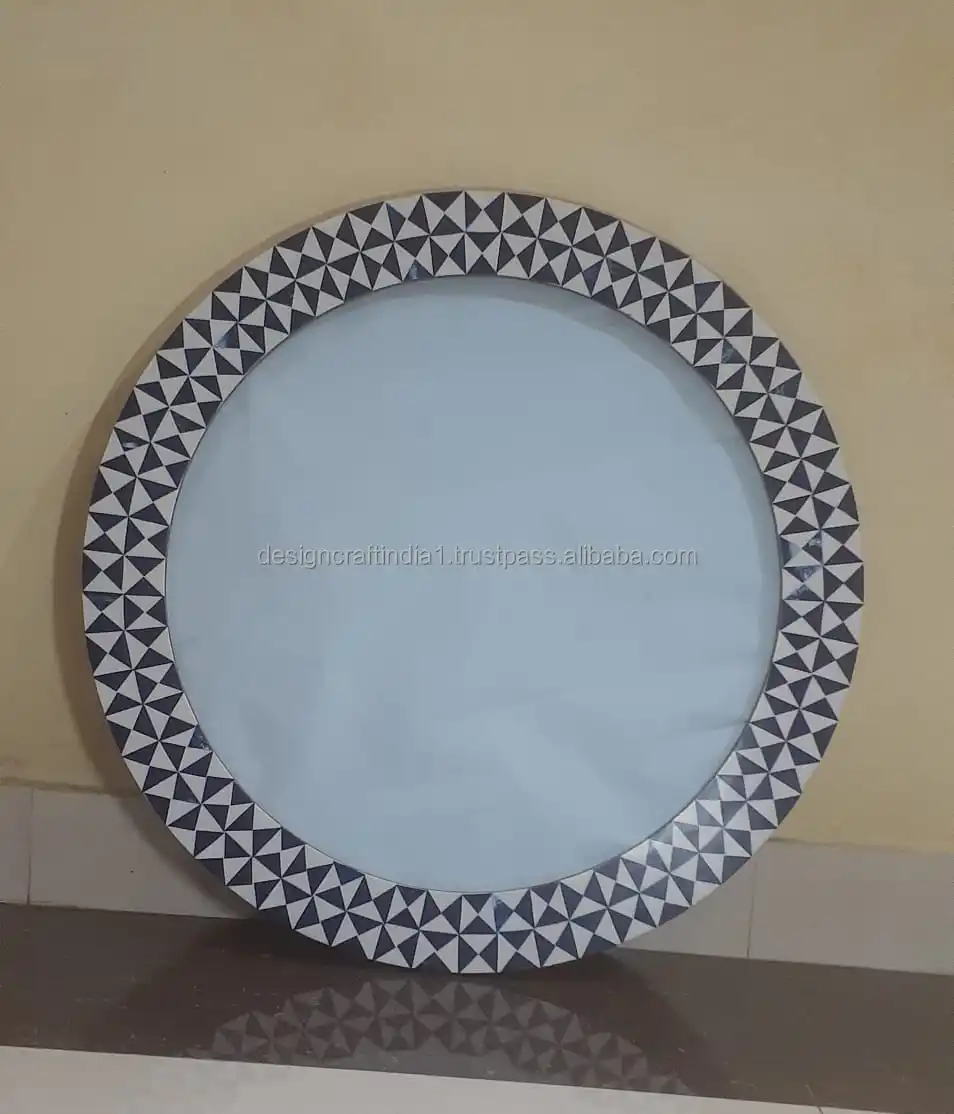 Indian Manufacturer Round Shape Resin Mirror Frame with Modern Design for Bathroom Accessories Available at Best Price